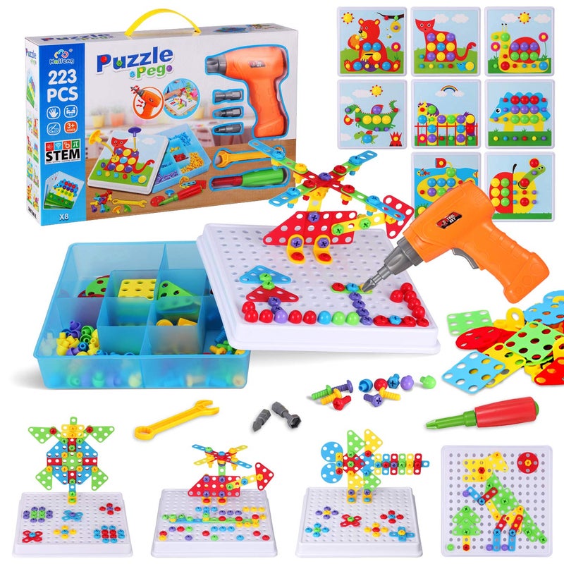 Haifeng 223 Pieces Kid Screwdriver Toy Set  Create and Design Drill kit  Magic Play Toolbox for Kids  Game Activities Center for Kids Ages 3-10 Years Old - Image 1